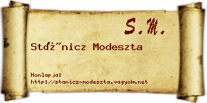 Stánicz Modeszta névjegykártya